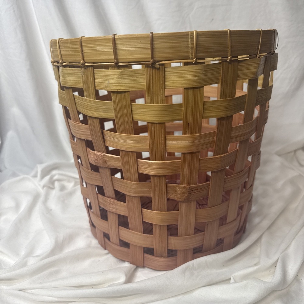 Bamboo Woven Waste Gradient Basket Trash Planter Umbrella Bath Storage Large 13" - Picture 4 of 11